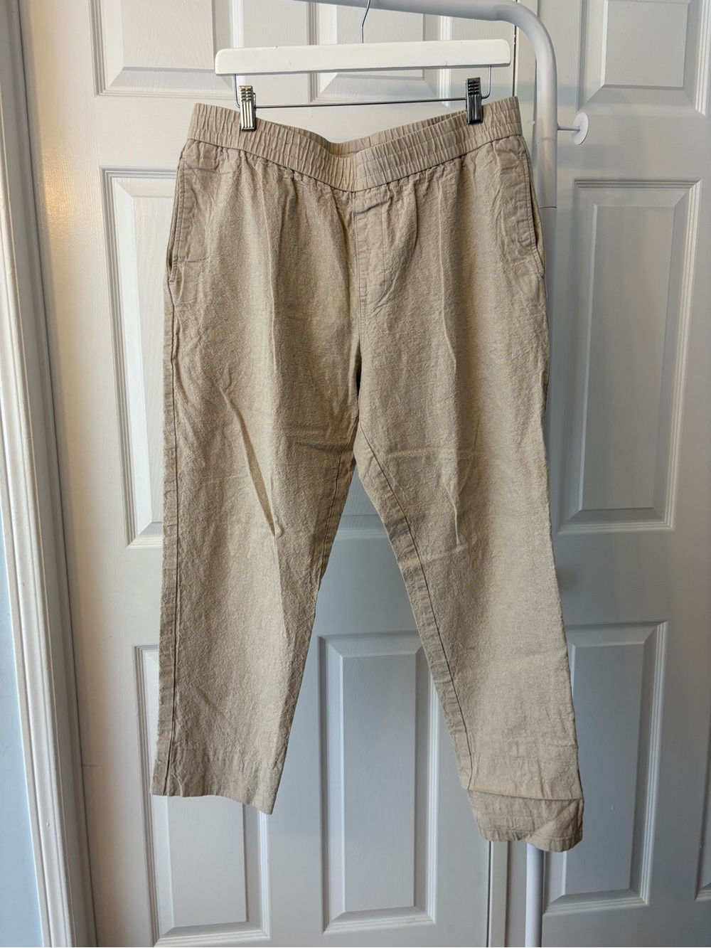 Frank & Oak Beige Linen Highrise Cropped Pants Size Large - Picture 8 of 10